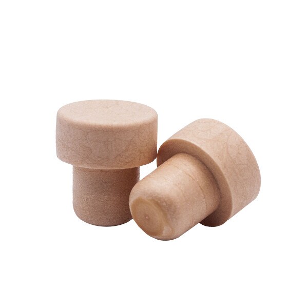 Beige monoblock bottle stopper with a synthetic cap with smooth edges and a synthetic stem